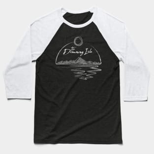 The Drowning Isle - White on Black Baseball T-Shirt